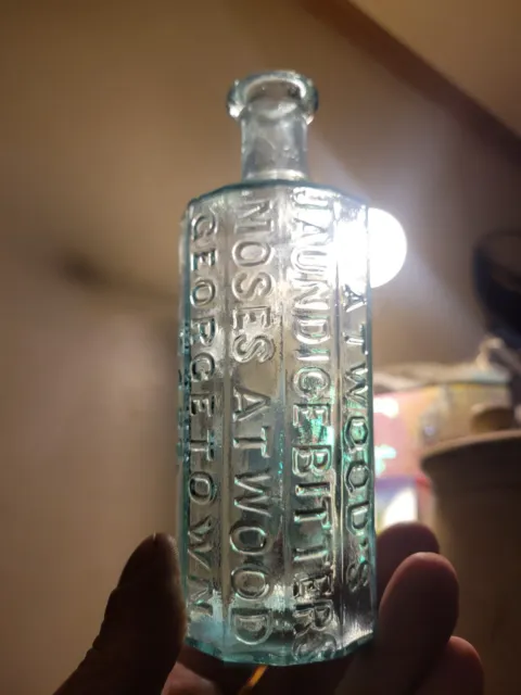 Open Pontil Atwoods Jaundice Bitters Georgetown Mass Medicine Bottle 3