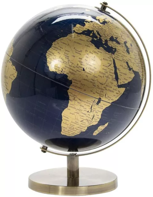 Navy Gold World Globe Vintage Rotating Atlas Home Decor Office Desk Ornament
