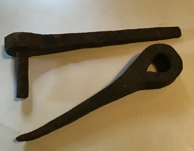 Antique Iron Barn Door Spike Hinge Set -- Hand Forged -7 & 1/2" long 1800