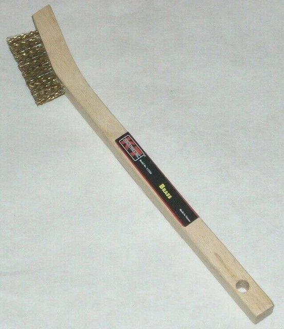 KT Industries 5-2206 Brass Wire Brush Wood Handle 3/8 x 1 3/8 x 7 3/4