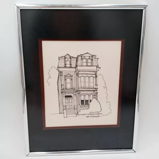 San Francisco House Framed Drawing OOAK Charles Hinkel Home Victorian Architectu 2