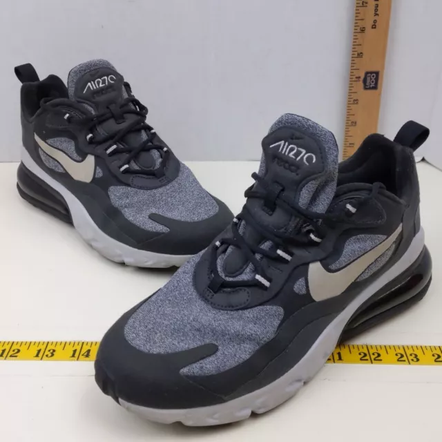 Nike Air Max 270 React Women's Shoes 9 Black Gray Athletic Walking Sneakers