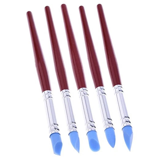 5 stücke lehm farbe gestalten modellierung wischen out tools silikonspitze lack
