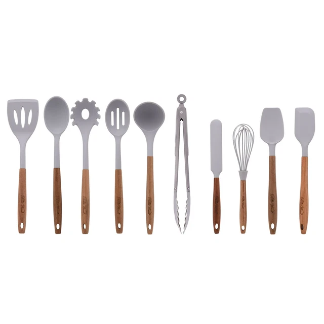 10-Piece Kitchen Utensils Set Silicone and Acacia Wood Handle Cooking Utensils