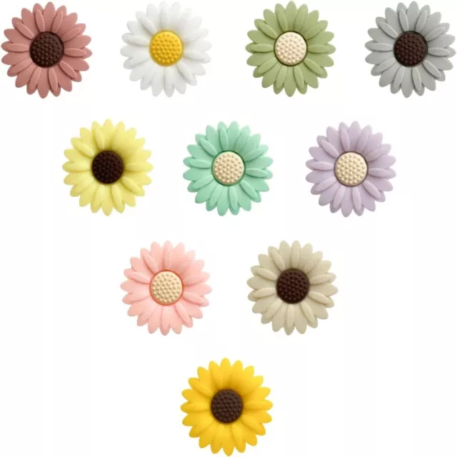 Silicone Sunflower Beads 20mm Daisy Flower Beads  Keychain Accessories