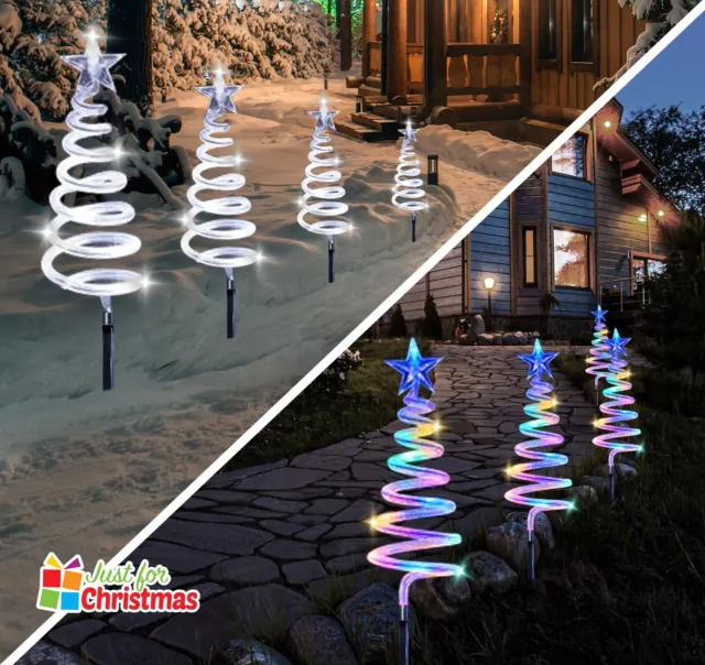 Weihnachtsbaum Pfahllichter 4 Stck. Spiralstern Garten Outdoor Weg Weihnachtsdekor