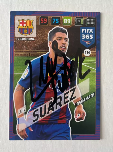 Hand signed football trading card of LUIS SUAREZ, BARCELONA FC autograph