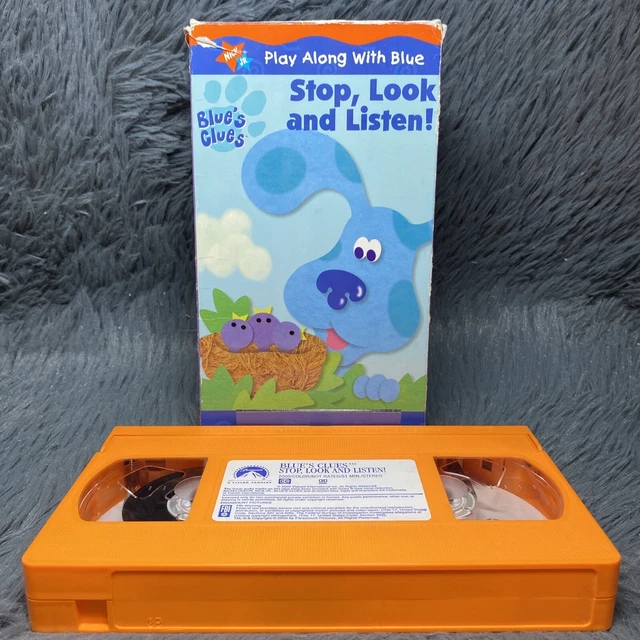 BLUE S CLUES Stop Look And Listen VHS 2000 Nick Jr Nickelodeon Blue s clues stop look and listen vhs 2000 nick jr nickelodeon