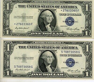 1935-E  and Star Note United States Dollar Currency $1 Silver Certificate # 2176