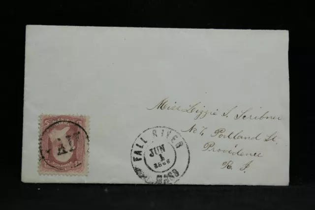 Massachusetts: Fall River 1866 #65 (Upside Down) Cover, PAID in Circle Cancel