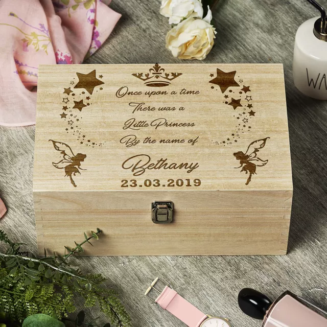 Fairy Princess Personalised Baby Girl Keepsake Box Gift HB-53