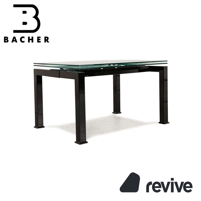Bacher Lungo Mesa de Comedor Negro Metal & Vidrio Extensible 125/225 X 90CM