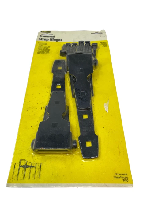 Vintage Stanley Ornamental Gate Hinges￼ Heavy￼ Black Steel Set New / Old Stock