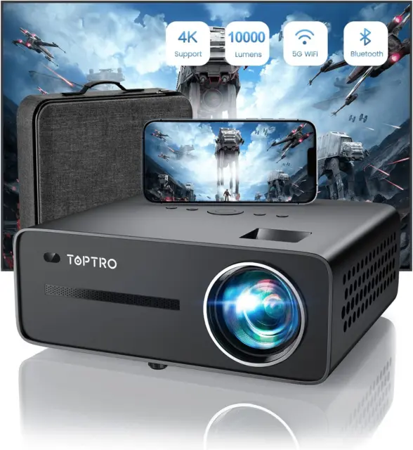 Emotn H1 Mini Projector, Native 1080P, 250 ANSI Lumen, Android 9.0 Portable  Outdoor Projector, 240 Display, Rechargeable Battery, WiFi Bluetooth