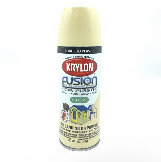 KRYLON FUSION FOR Plastic Spray Paint GLOSS BUTTERCREAM 12 oz 2334 NEW