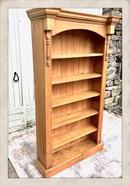 Lovely Vintage Carved Wooden Pine Bookcase Lounge Kitchen Office Conservatory GC