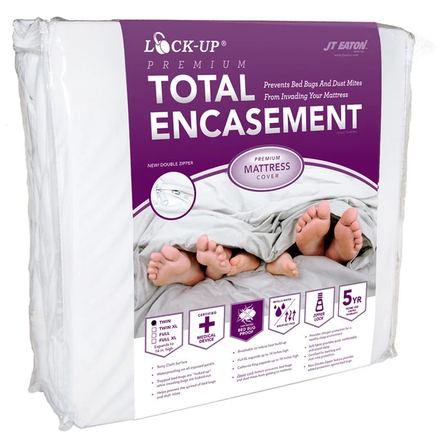 JT EATON LOCKUP Premium Mattress Protector Encasement Cover Bed Bugs Mites Twin