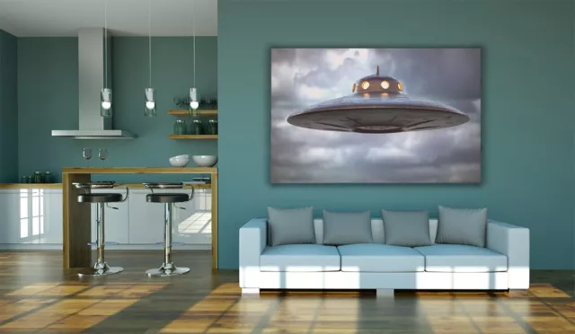 Antique UFO Flying Saucer Classic Spaceship Canvas Wall Art Picture Print 2