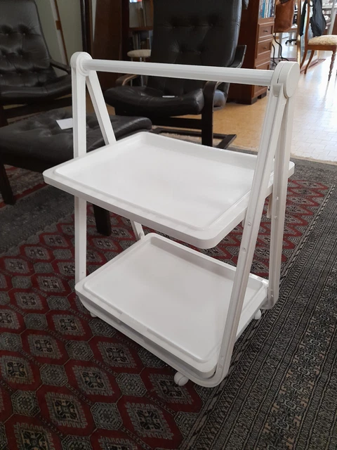 Carrello tavolino SIMO vintage pieghevole bianco in plastica - Made in Italy