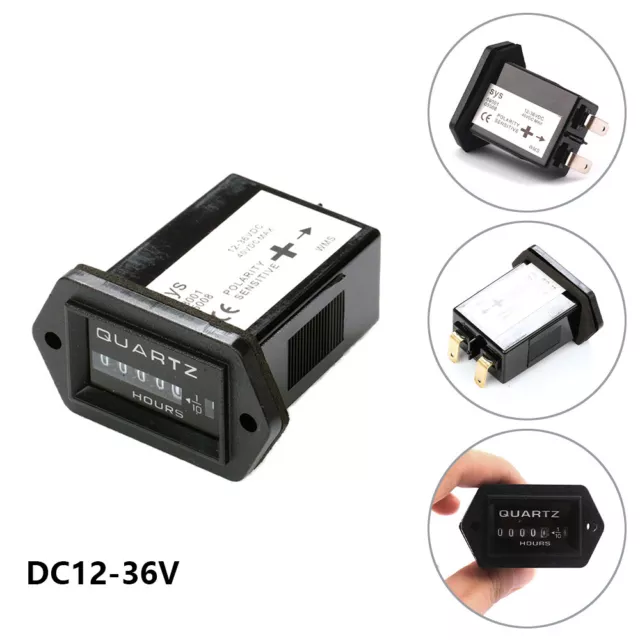 DC12V-24V-36V Car Boat Truck Tech Rectangular Hour Meter Gauge Tool Splashproof 2