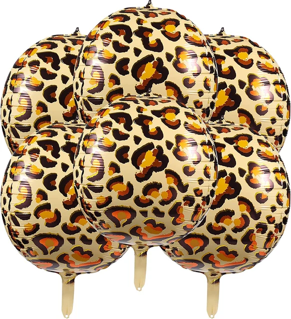 KINBOM 6 pz palloncini stampa leopardata lamina 22 pollici palloncini ghepardo 4D animali per