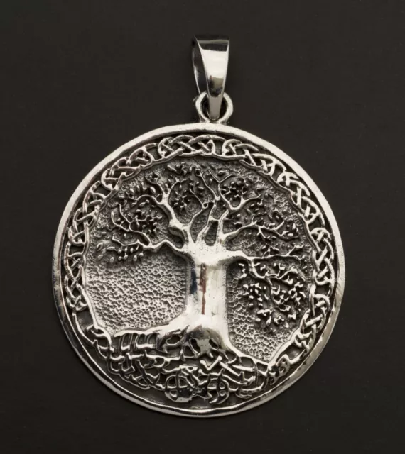 Grande Médaille Pendentif Arbre de Vie Celte irlandais Argent 925 6.9g 25892