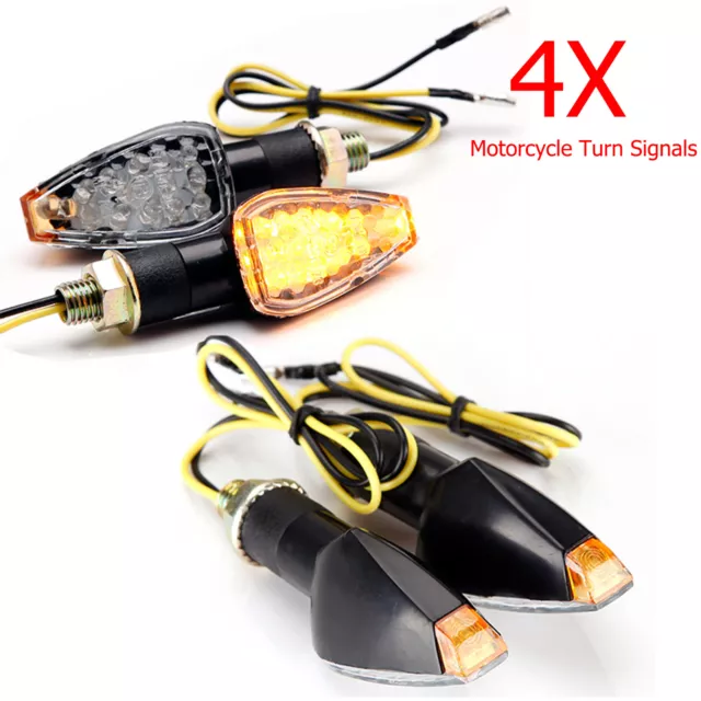 4X Universal Motorcycle LED Turn Signal Indicators Blinker Light Lamp Amber US