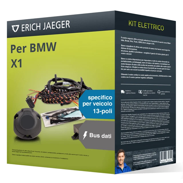 Kit elettrico specifico per veicolo 13 poli adatto per BMW X1 09-15 Jaeger Nuovo