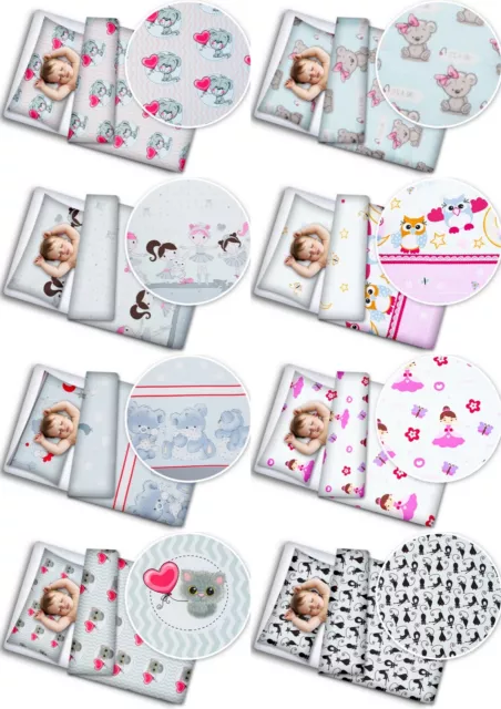 Baby 4Pc Bedding Set + Pillow & Duvet 70X80Cm To Fit Crib Nursery 100% Cotton