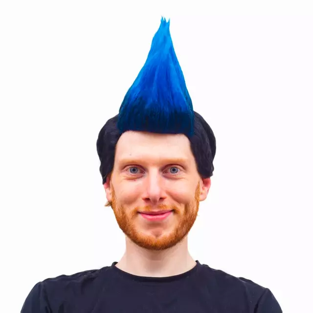 Karate Cobra Mohawk Halloween Costume Blue and Red Wig Cosplay