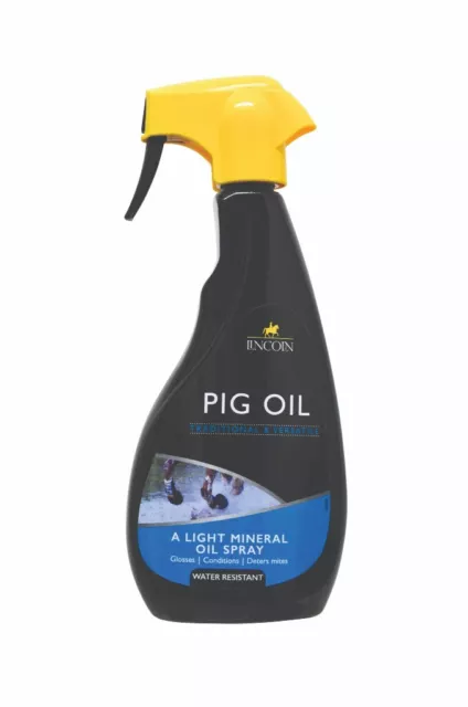 Lincoln Pig Oil Spray 500ml - Horse Pony Coat Gloss, Mite Repel Water Barrier