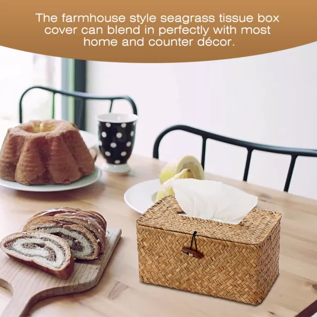 Handmade Rattan Woven Tissue Box Cover Wicker Napkin Paper Case Holder 2