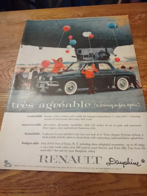 1958 Renault Dauphine Magazine Ad