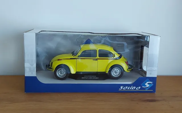 SOLIDO - Volkswagen BEETLE 1303 SPORT- Brillant Gel - 1974 - Jaune - 1:18 - Neuf