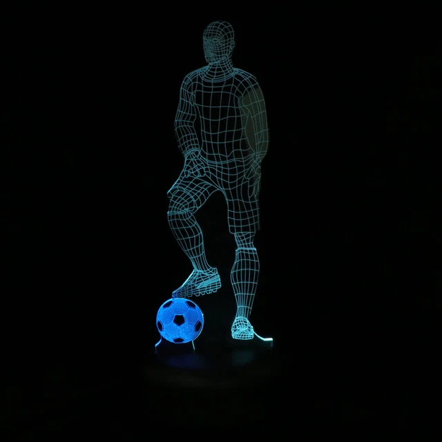 Football Night Light For Kids 3D Illusion Led Lamp, 7 Colors +16 Colors Changing Gradient With Remote Control Smart Touch Table Lamps World Cup Soccer