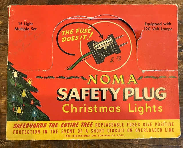 VINTAGE NOMA CHRISTMAS Lights Safety Plug 15 C7 Bulb Boxes Candle