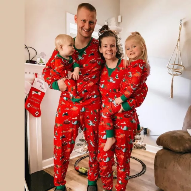 Family Matching Christmas Pyjamas Sleepwear Kids Xmas Nightwear Pajamas pjs Sets