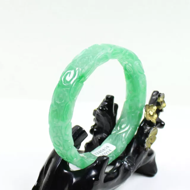 65MM CHINESE HAND-CARVED Emerald Green Jade Jadeite Gems Bangle ...