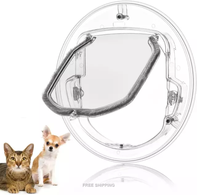 Cat Flap for Glass Doors, 4 Way Locking Pet Door Microchip for Cats Lockable Dog