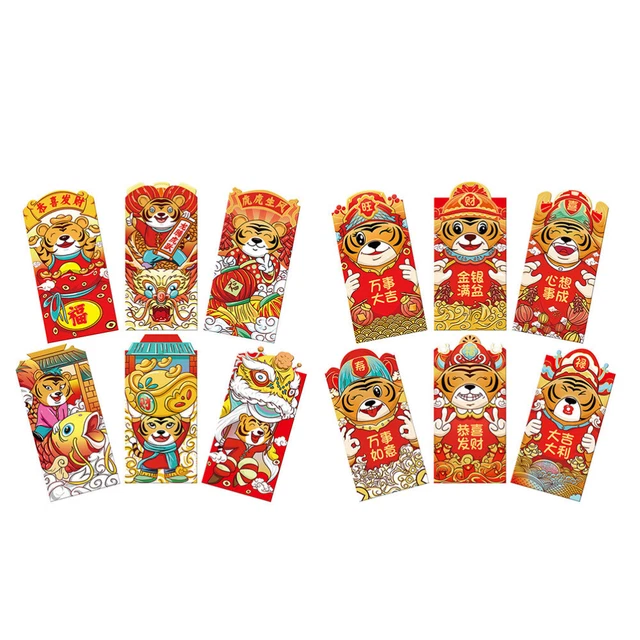 12 pz confezione rossa capodanno cinese busta per soldi borsa fortuna bambino addensata