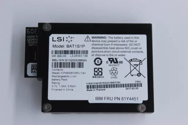 81Y4451 BAT1S1P LSI BBU08 For IBM M5000 M5014 M5015 9260 9261 9280 Raid Battery