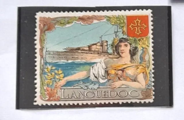 Rare timbre-vignette de 1914-1918 - Marine de guerre le "LANGUEDOC"