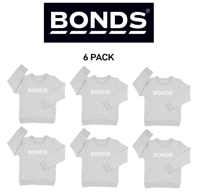 Bonds Kids Tech Sweats Pullover Soft Knitted Warm Cotton Poly Blend 6 Pack KVQTK