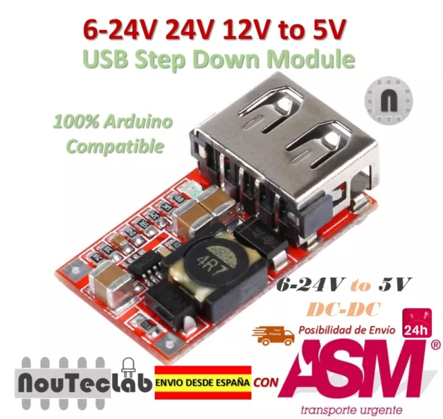 6-24V 12V To 5V USB Step Down Modulo Dc-Dc Converter