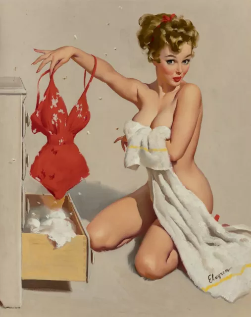 GIL ELVGREN Pin-Up Poster or Rolled Canvas Print "Partial Coverage"