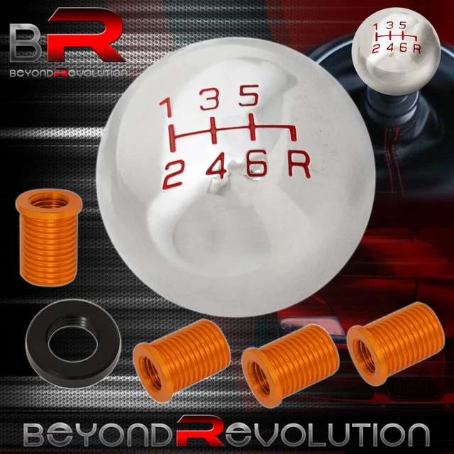 For Mitsubishi M8X1.25 / M10X1.5 /M12X1.25 6-Speed Round Shift Knob Drift Silver