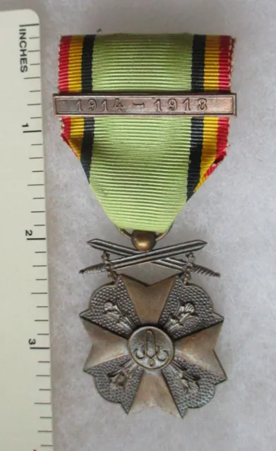 Original Vintage BELGIAN WW1 CIVILIAN WAR MERIT CROSS MEDAL Bronze Class BELGIUM