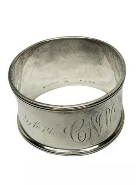 Antique  Sterling Silver Napkin Ring Monogramed  Initals 1906