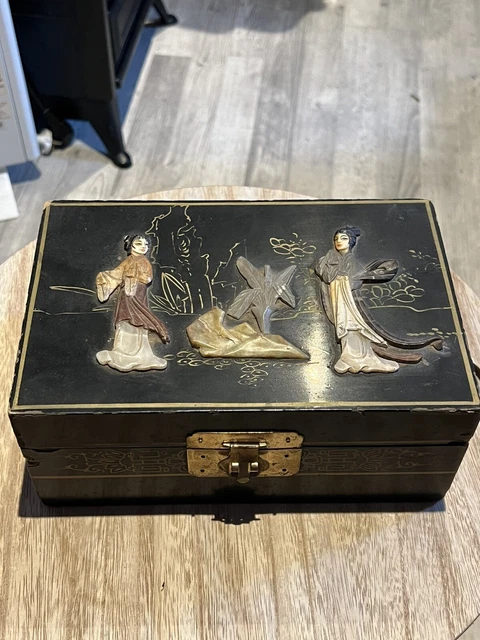Boîte à Bijoux Vintage En Bois Vernis - Forme Chouette, Chine, Occasion
