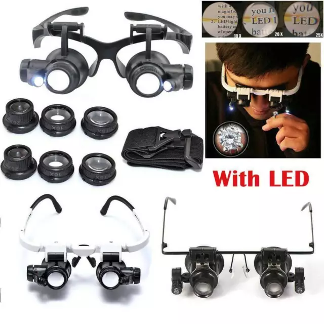 25X Magnifier Magnifying Eye Glass Loupe Jeweler Watch Repair Kit With White LED 2